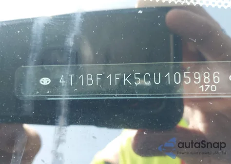 2012 Toyota Camry Se из США, поврежденный, VIN 4T1BF1FK5CU105986